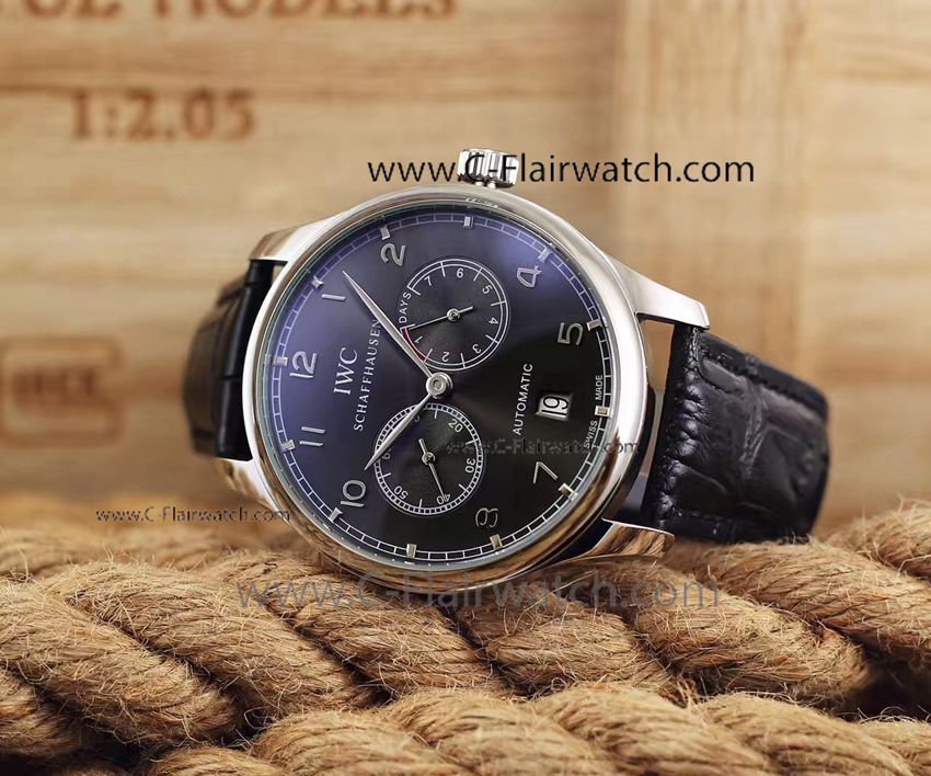 New 2017 IWC Portuguese 7 Days Power Reserve Men Watch SS Black
